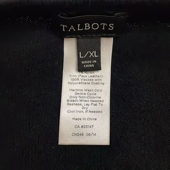 Talbots Black Knit Poncho Wrap Top Womens Size Large / Extra Large Relaxed Fit - Picture 2 of 6